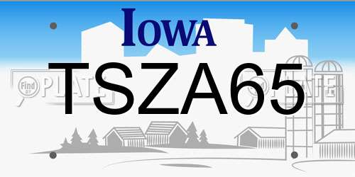TSZA65 Iowa License Plate