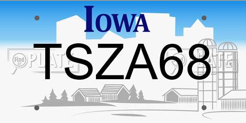 TSZA68 Iowa License Plate