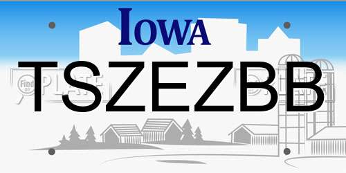 TSZEZBB Iowa License Plate