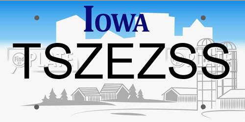 TSZEZSS Iowa License Plate