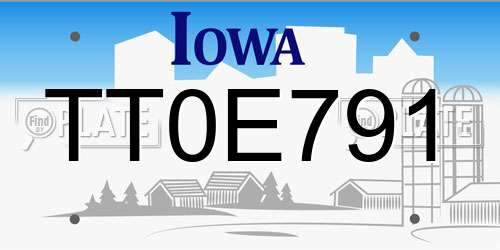 TT0E791 Iowa License Plate