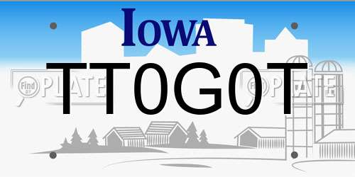 TT0G0T Iowa License Plate