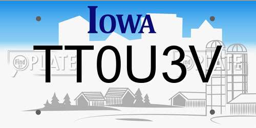 TT0U3V Iowa License Plate