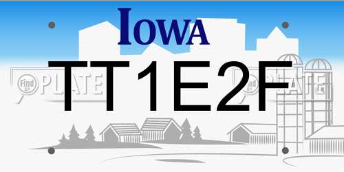 TT1E2F Iowa License Plate
