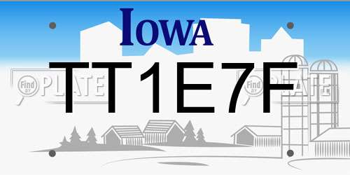 TT1E7F Iowa License Plate