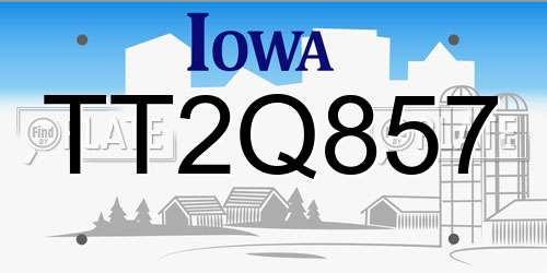 TT2Q857 Iowa License Plate