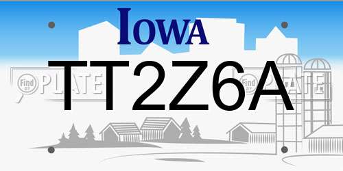 TT2Z6A Iowa License Plate