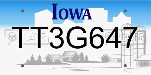 TT3G647 Iowa License Plate