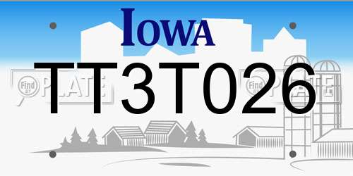 TT3T026 Iowa License Plate