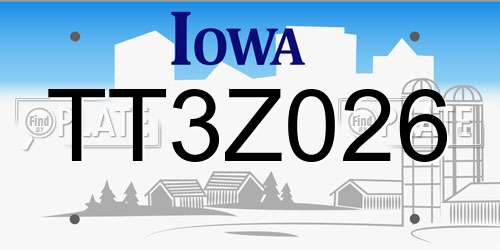 TT3Z026 Iowa License Plate