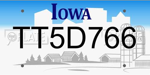 TT5D766 Iowa License Plate