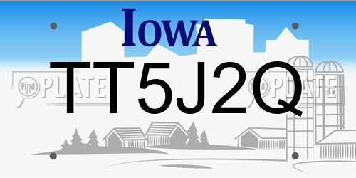 TT5J2Q Iowa License Plate