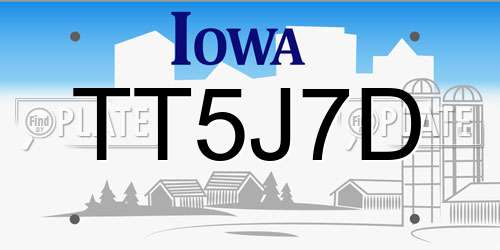TT5J7D Iowa License Plate
