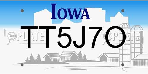 TT5J7O Iowa License Plate