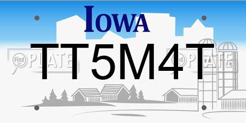 TT5M4T Iowa License Plate