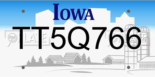 TT5Q766 Iowa License Plate