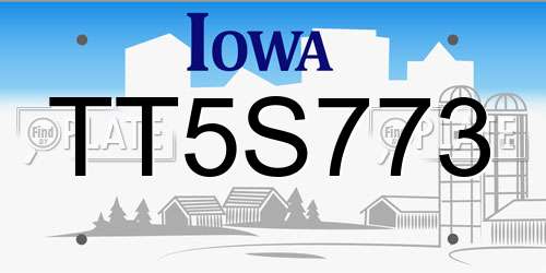 TT5S773 Iowa License Plate
