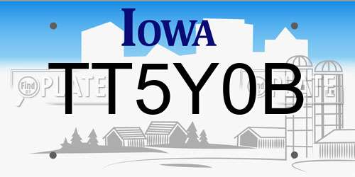 TT5Y0B Iowa License Plate