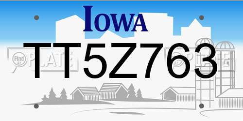 TT5Z763 Iowa License Plate