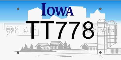 TT778 Iowa License Plate