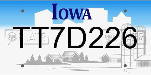 TT7D226 Iowa License Plate