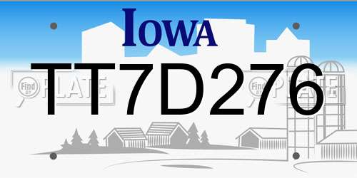 TT7D276 Iowa License Plate