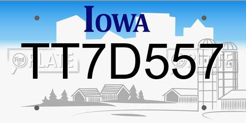 TT7D557 Iowa License Plate