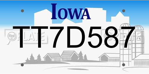 TT7D587 Iowa License Plate