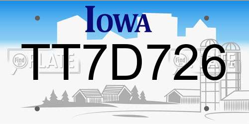 TT7D726 Iowa License Plate