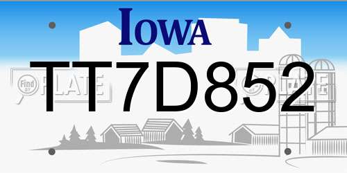TT7D852 Iowa License Plate