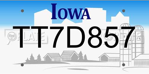 TT7D857 Iowa License Plate