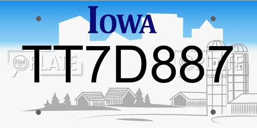 TT7D887 Iowa License Plate