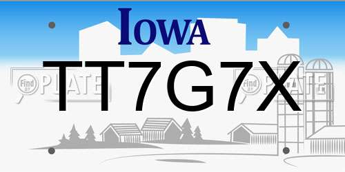 TT7G7X Iowa License Plate