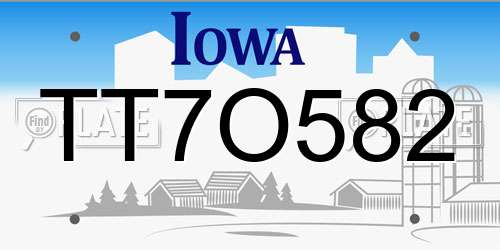 TT7O582 Iowa License Plate