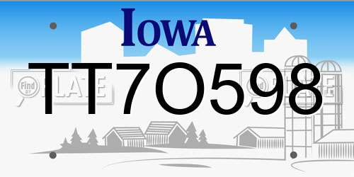 TT7O598 Iowa License Plate