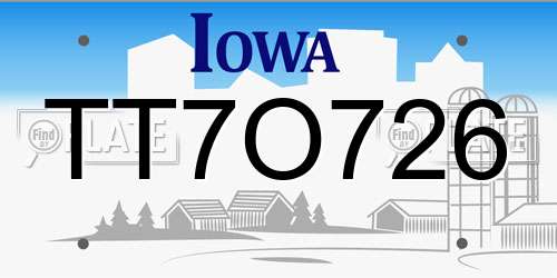 TT7O726 Iowa License Plate