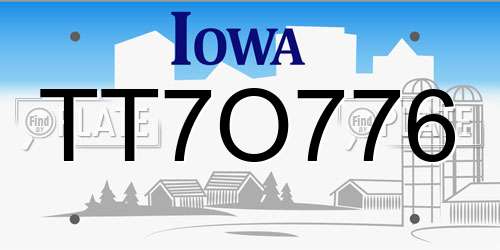 TT7O776 Iowa License Plate
