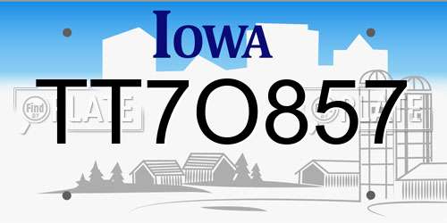 TT7O857 Iowa License Plate