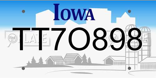 TT7O898 Iowa License Plate
