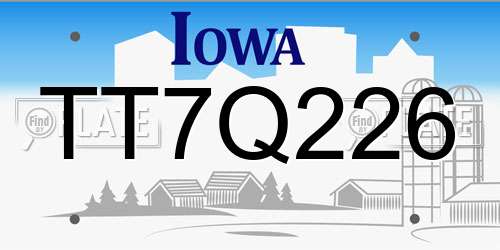 TT7Q226 Iowa License Plate