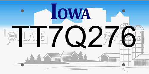 TT7Q276 Iowa License Plate