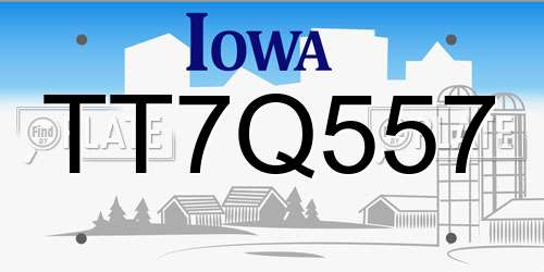 TT7Q557 Iowa License Plate