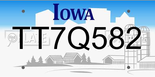 TT7Q582 Iowa License Plate