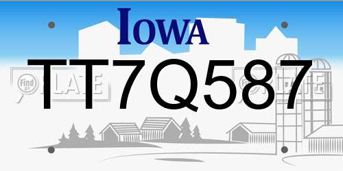 TT7Q587 Iowa License Plate