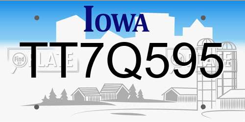 TT7Q595 Iowa License Plate