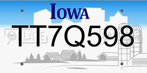 TT7Q598 Iowa License Plate