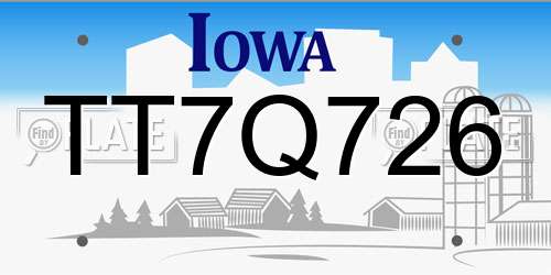 TT7Q726 Iowa License Plate