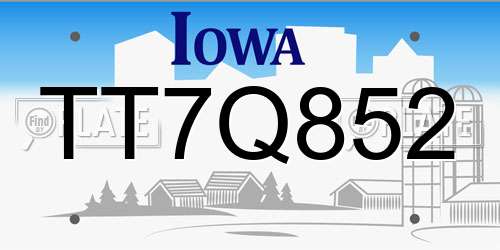 TT7Q852 Iowa License Plate