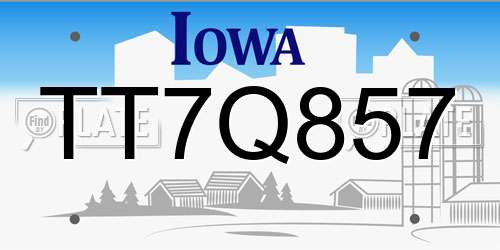 TT7Q857 Iowa License Plate