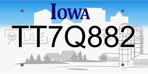 TT7Q882 Iowa License Plate